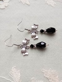 Image 3 of Regency Ribbons Crystal Teardrop Earrings, Black