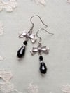 Regency Ribbons Crystal Teardrop Earrings, Black