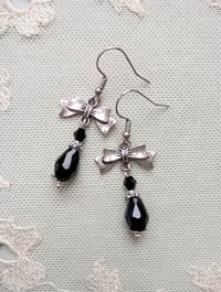Image 5 of Regency Ribbons Crystal Teardrop Earrings, Black