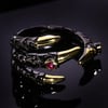 Vintage Metal Dragon Claw Ring for Men Personality Punk Two Tone Inlaid Pink Zircon Demon Ring Party