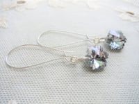 Image 3 of Crystal Snowflakes Long Silver Earrings