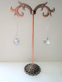 Image 4 of Crystal Snowflakes Long Silver Earrings