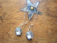 Image 5 of Crystal Snowflakes Long Silver Earrings