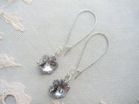 Image 1 of Crystal Snowflakes Long Silver Earrings