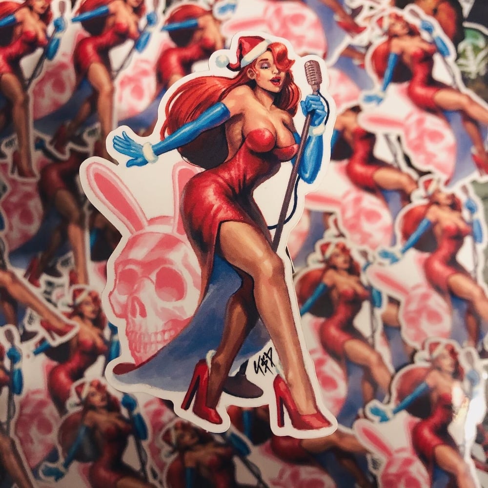 Image of Christmas Jessica Rabbit Sticker