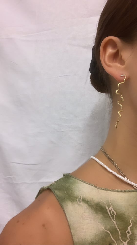Image of "Whirl on" hammered brass drop earrings