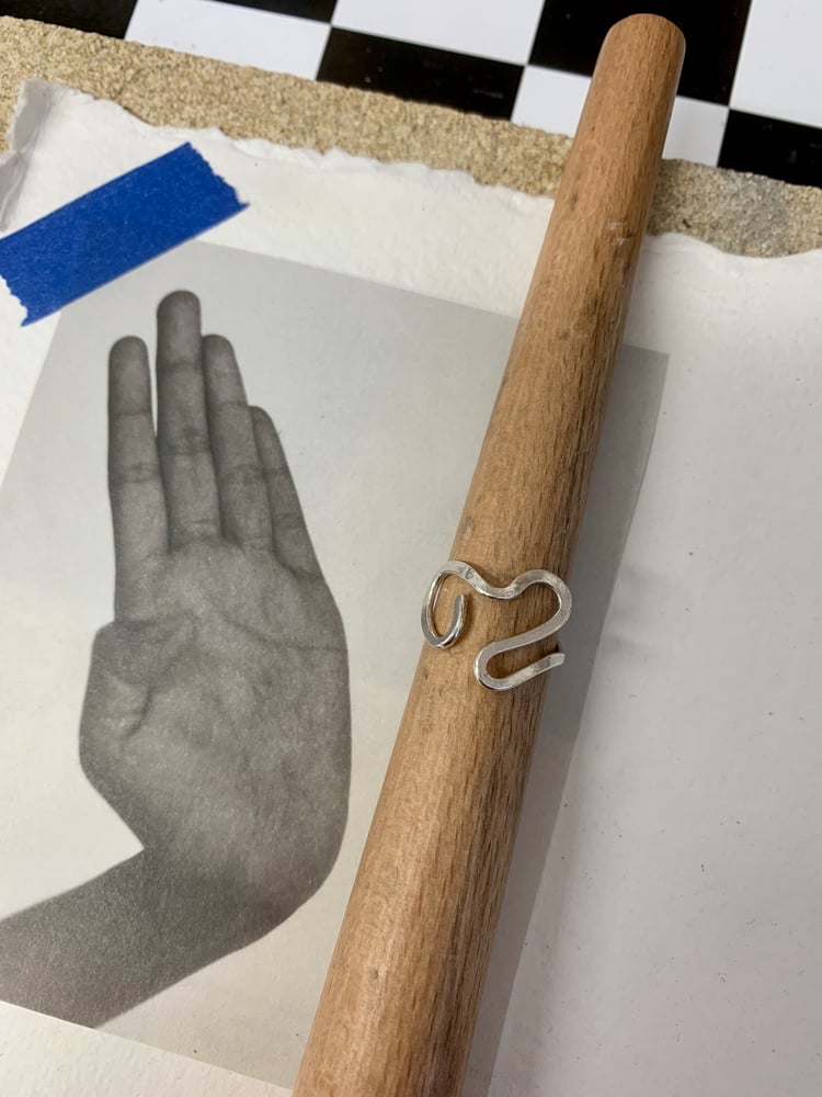 Image of "Touch" recycled silver hammered abstract ring