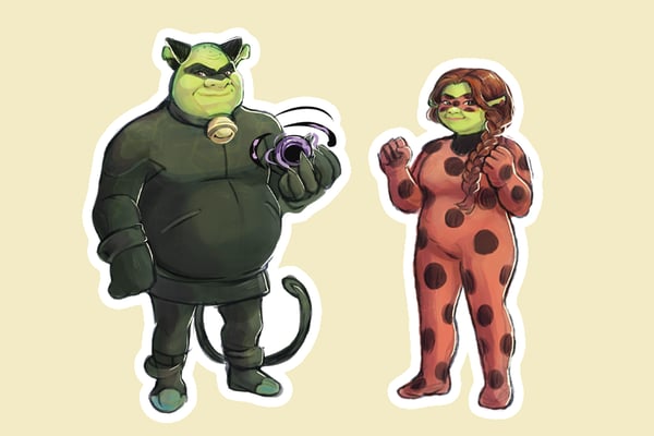 Image of Shrek Noir and Fiona Bug Stickers