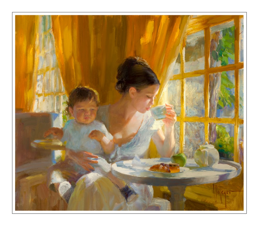 Image of PRINT ON CANVAS "TEA DRINKING"