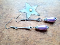 Image 3 of 1920s Art Deco Pearl Teardrop Earrings, Lilac