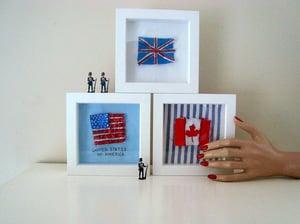 Image of FRAMED 3 heritage flags - a jack, stars n' stripes and a leaf