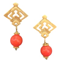 Image 3 of AZTECAH Earring Petite with Coral Bead