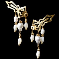 Image 3 of AZTECAH Earring Grande - Pearl Rain Silver.