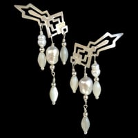 Image 1 of AZTECAH Earring Grande - Pearl Rain Silver.