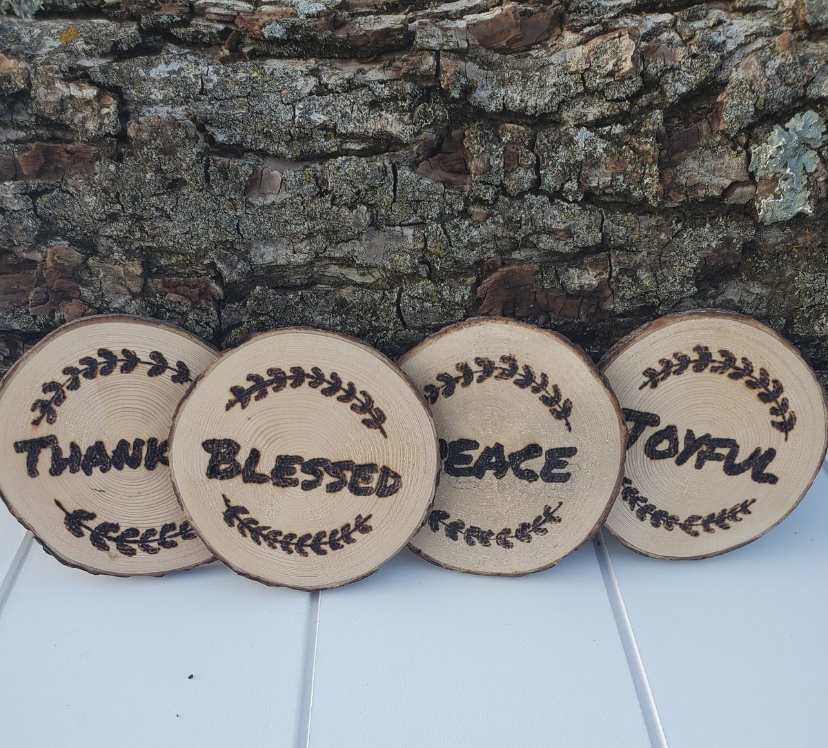 Wood-burned Coasters - Set of 4 | Rustic Blaze