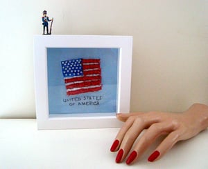 Image of NEW Framed sky blue linen fabric