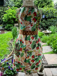 Image 5 of  Adult Full  Apron, Tomatoes and Berries, Green, Orange, Gold on a Blue Trellis