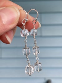 Image 2 of Crystal Quartz Drop Earrings, Quartz Crystal Gemstone Earrings, Crystal Quartz Dangle Earrings