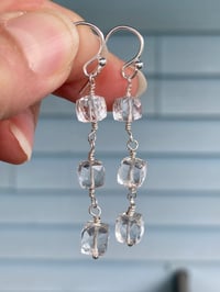 Image 4 of Crystal Quartz Drop Earrings, Quartz Crystal Gemstone Earrings, Crystal Quartz Dangle Earrings