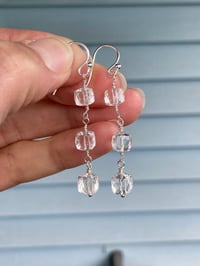 Image 1 of Crystal Quartz Drop Earrings, Quartz Crystal Gemstone Earrings, Crystal Quartz Dangle Earrings