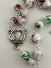 Flowered Virgin Mary Rosary in Sterling Silver