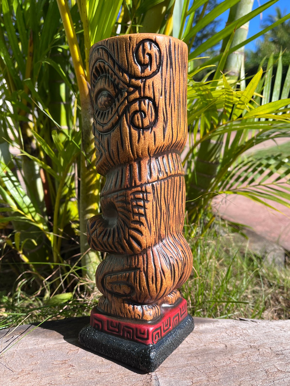 Image of Marquesan Ka'oha Custom Tiki Mug - Jungle Brown Woodgrain 