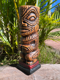 Image 4 of Marquesan Ka'oha Custom Tiki Mug - Jungle Brown Woodgrain 