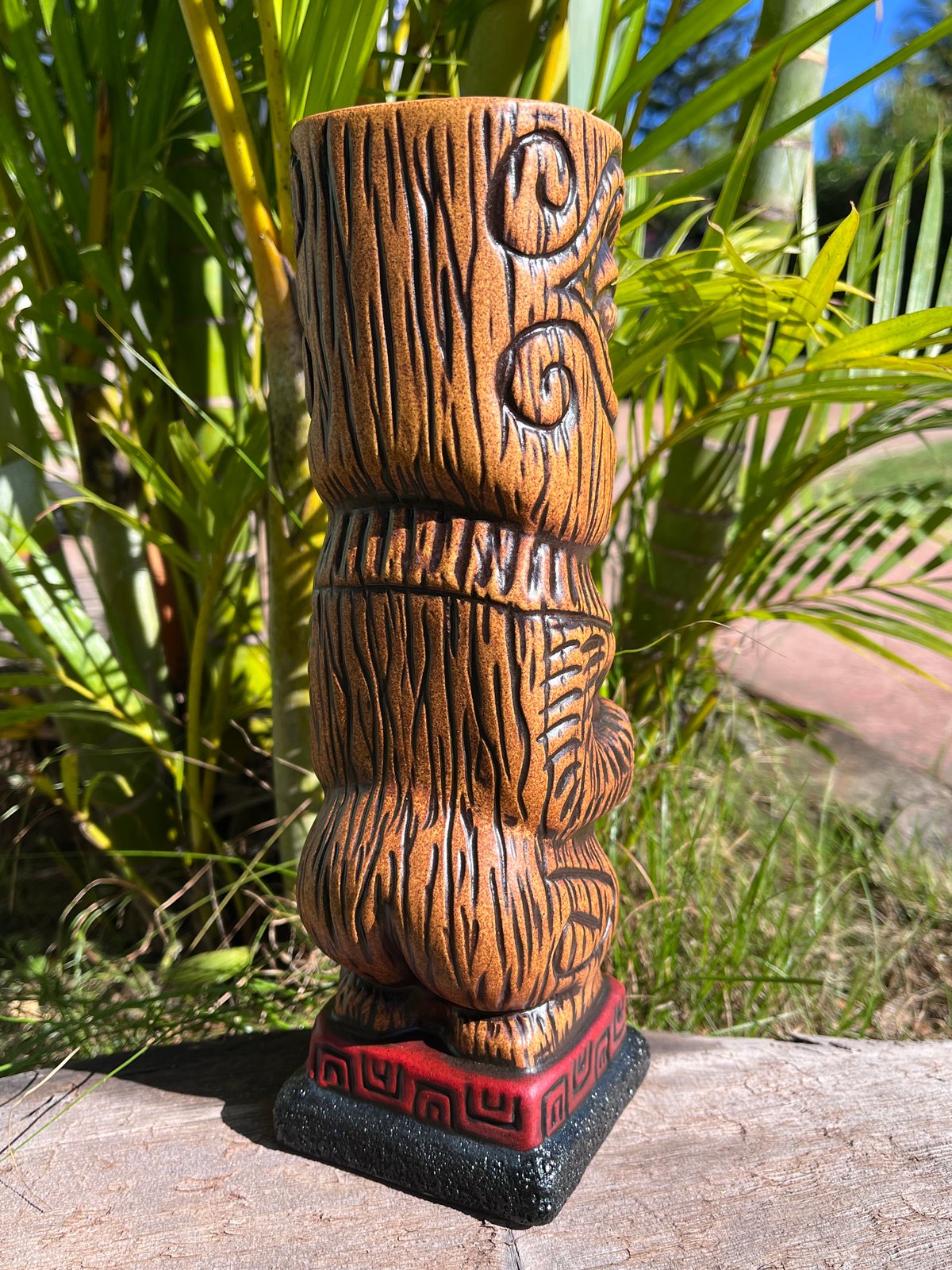 Image of Marquesan Ka'oha Custom Tiki Mug - Jungle Brown Woodgrain 