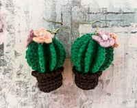 Image 2 of Micro Crocheted Cactus Earrings 