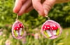 Pink Micro Crocheted Mushroom Earrings 