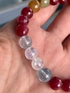 Afghan tourmaline Ruby Aquamarine Rainbow Moonstone Bracelet, Ruby Stretch Bracelet