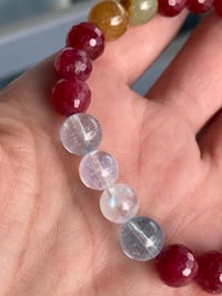 Image 4 of Afghan tourmaline Ruby Aquamarine Rainbow Moonstone Bracelet, Ruby Stretch Bracelet