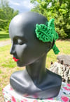 Green Leaf Crocheted Ear Cuff Set