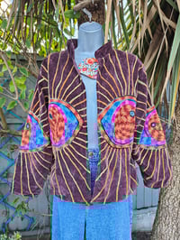Image 1 of Wanderlust - Velvet evil eye protection jacket - Plum 6-12 uk