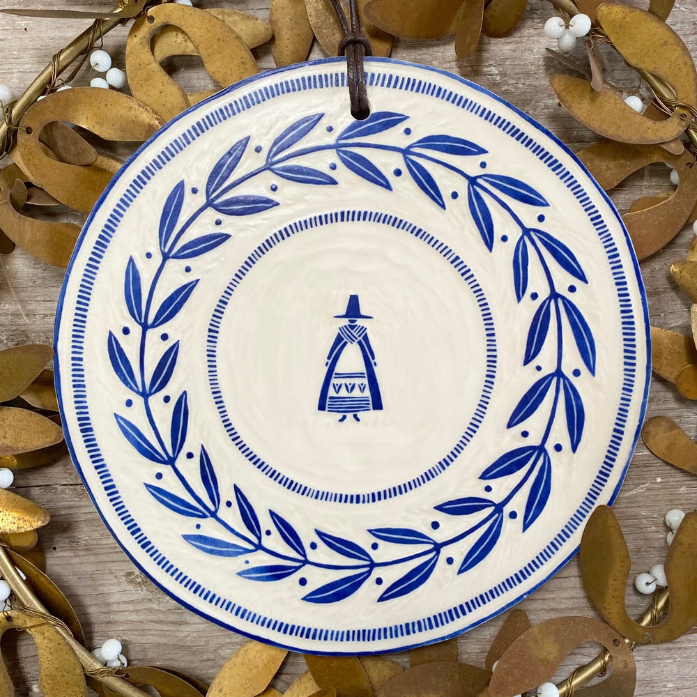 Image of Blue Welsh Lady Hanging Plaque