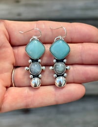 Image 2 of Amazonite + Labradorite Earrings 