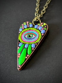 Image 2 of Mystic Eye Heart Necklace - Green/Perriwinkle/Black 