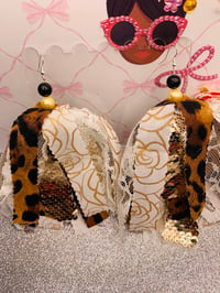 Image 4 of Gold Leopard   Print  Tassel Earrings