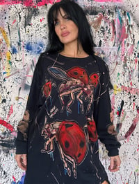 Image 3 of “LOVELY LADIES” BLEACH PAINTED AND DYED LONG SLEEVE T-SHIRT LARGE