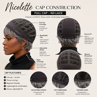 Image 4 of Nicolette | Salt & Pepper Pixie Wig | Throw-On & Go | Full Cap | No Lace