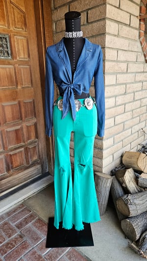 Image of Teal Flare Bootcut Jean's 