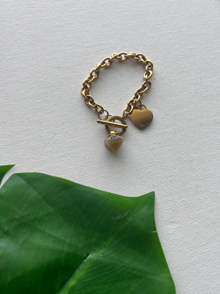 Image of KARMIN II • Yellow Aventurine & Heart Charm Bracelet