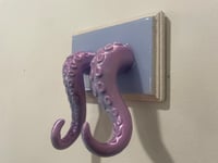 Image 3 of Pink/blue color shifting double tentacles on lilac and white base jewelry holder 