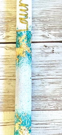 Image 3 of Gold Flaked Teal Custom Glitter Gel Pen