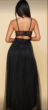 Image 4 of Chain Strap Bra Corset Maxi split Dress