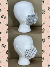 Image 4 of Floral and polkadot reversible 3 layer cotton fabric face mask