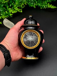 Image 4 of Black And Gold URN with Real Preserved Web - Black 1
