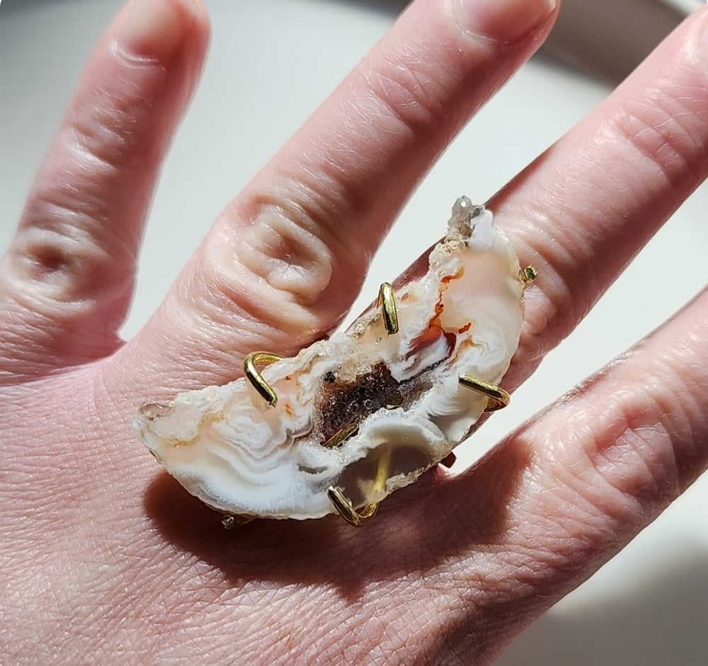 Image of Crescent Moon Geode Ring