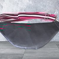 Image 3 of Small purple waterproof bumbag with red zip