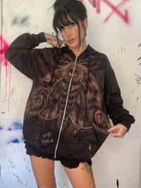Image 3 of “NOCTURNAL” CUSTOM BLEACH PAINTED ZIP HOODIE LARGE